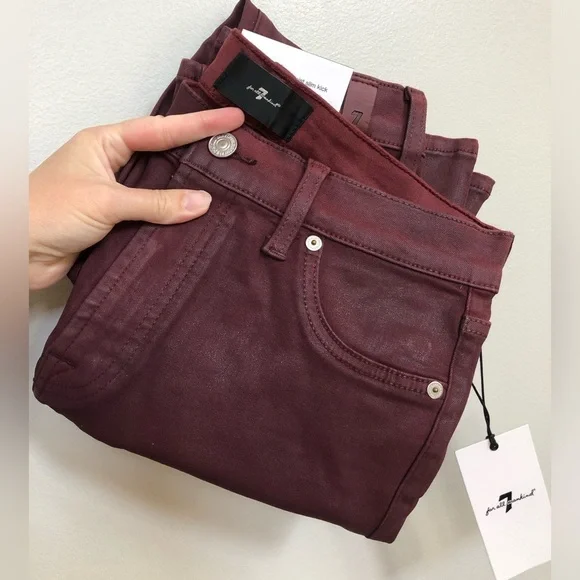 7 for all Mankind Women’s 29 High Waist Slim Kick Cropped Jeans in Ruby - NWT! - Picture 16 of 16